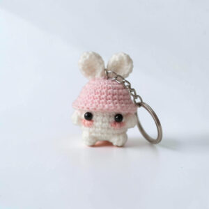 Crochet Bunny Keychain - Cute & Handcrafted Mushroom Hat