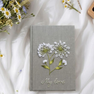 Dandelion Embroidered Notebook, Handmade Fabric Dandelion Notebook, Custom Journal