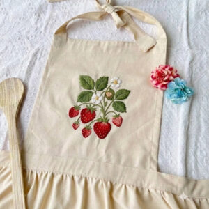 Strawberries and Wildflowers Apron with pockets