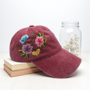 Embroidered Baseball Caps with Floral Design