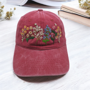 Embroidered Baseball Hats with Floral Design