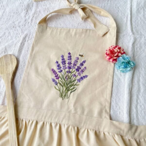 Lavender Embroidered Apron with pockets