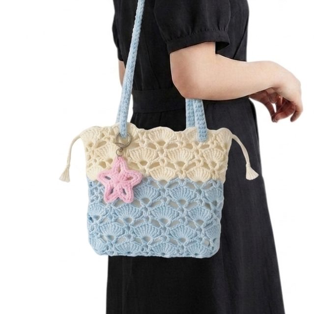 Seashell Crochet Tote Bag - Handmade Beach Shoulder Bag