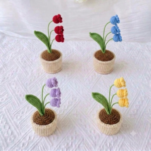 Crochet Lily of the Valley Potted Plant | Handmade Bell Flower Pot Gift