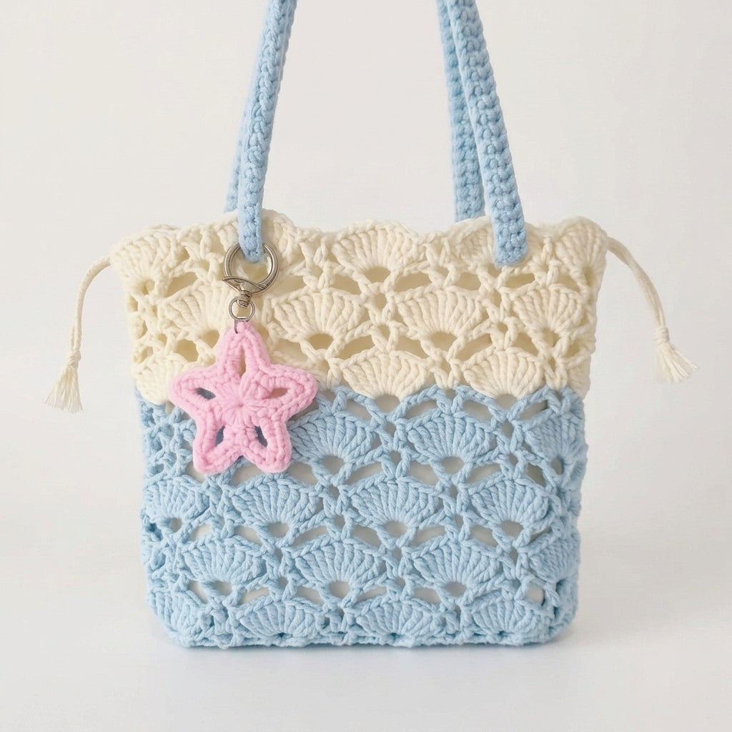 Seashell Crochet Tote Bag - Handmade Beach Shoulder Bag