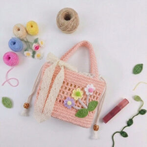 Handmade Crochet Flower Tote Bag – Boho Knit Beach & Travel Bag with 3D Floral Detail