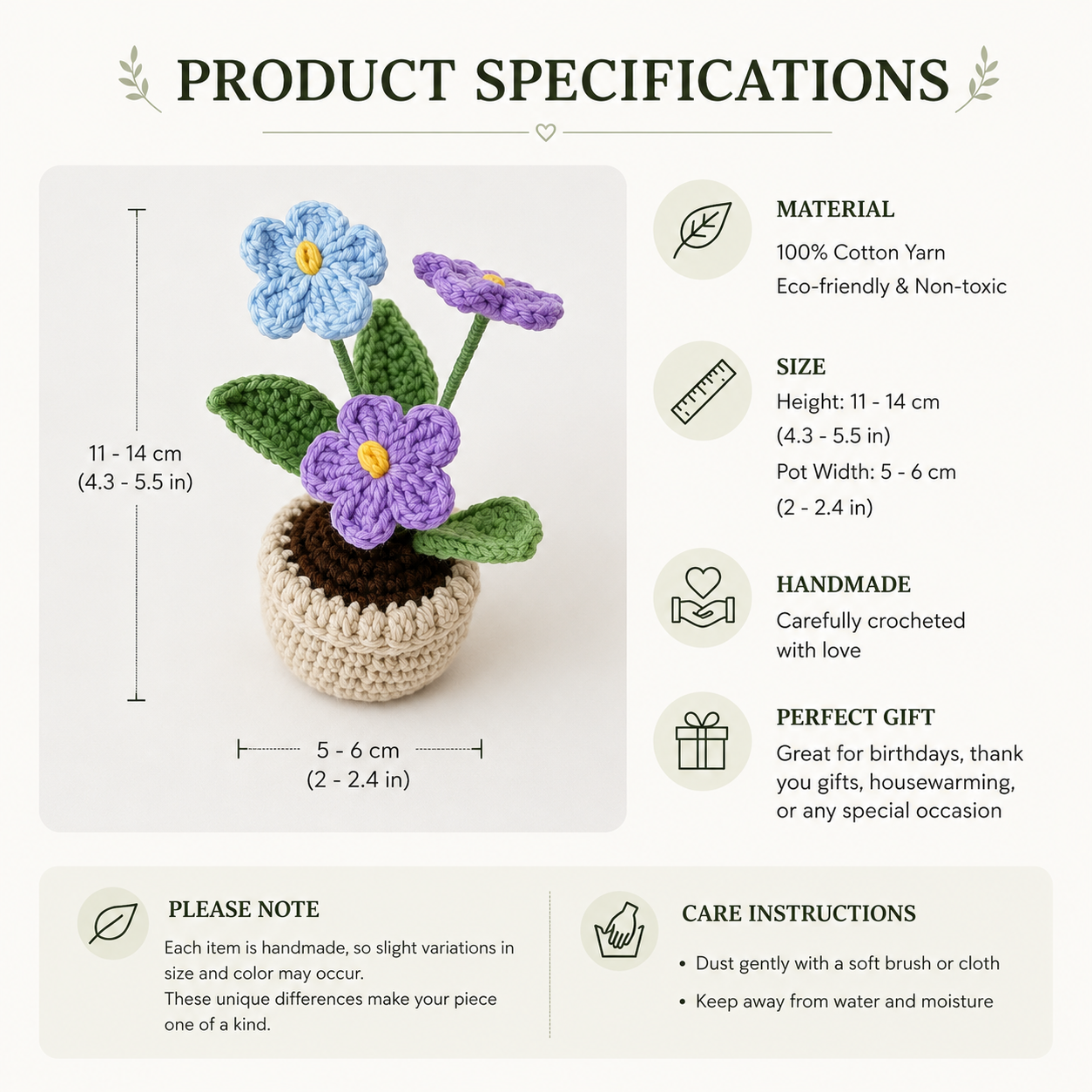 Crochet Lily of the Valley Potted Plant | Handmade Bell Flower Pot Gift