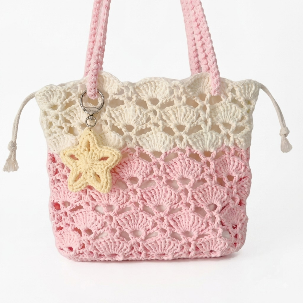 Seashell Crochet Tote Bag - Handmade Beach Shoulder Bag
